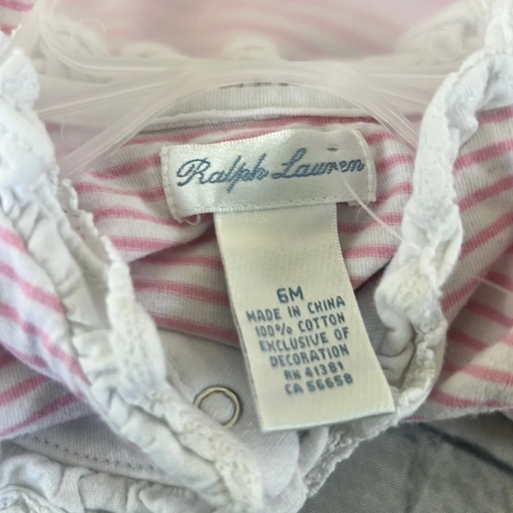 Ralph Lauren baby pink striped onesie size 6 M